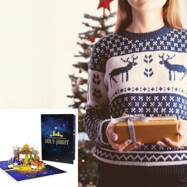 Pop up joulukortit Musiikki Onnittelukortit Pyhä yö Jeesuksen syntymän sisällä Hyviä joulukortteja