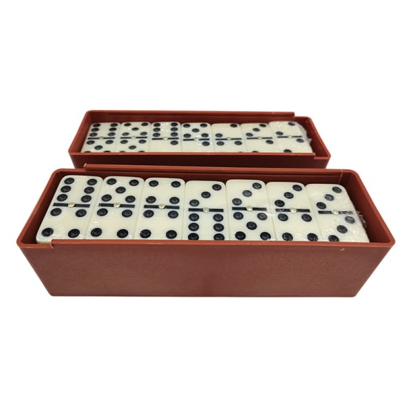 1 ST Premium sæt dominobrickor med etui, brun, vit, speldominobrickor,