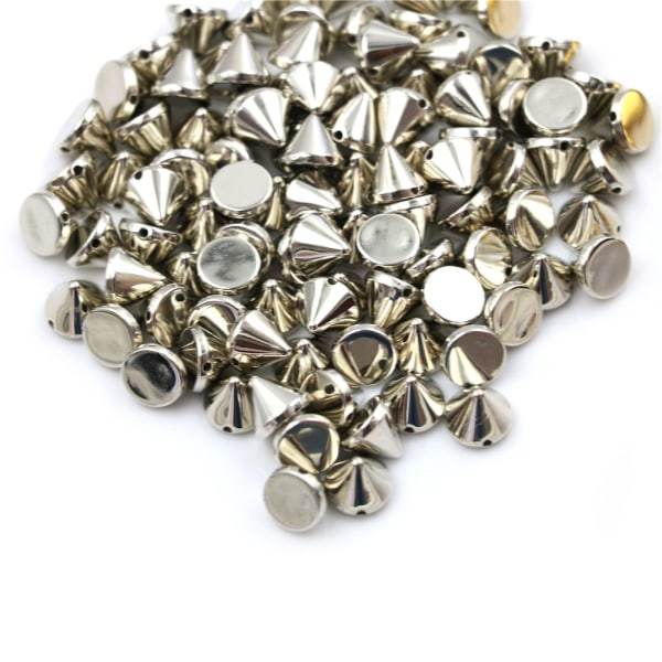 100 st 10 mm Dubb Rund Spike Nit Craft Bag Läder DIY Svart