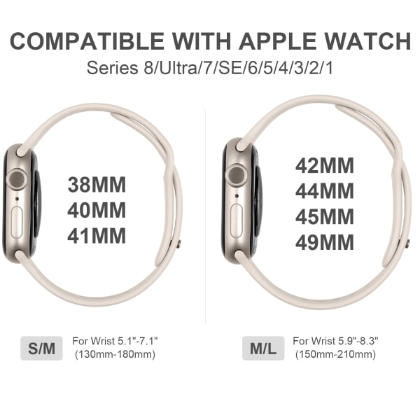 4-pak rem kompatibel med Apple Watch -rem Apple Watch Ultra/iWatch Series 8 SE 7 6 5 4 3 2 1, lyse farver