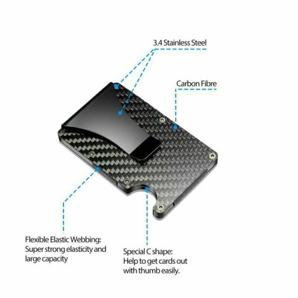 RFID Blockerande Kolfiber Minimalistisk Ridge Money Clip Front Pocket Herrplånbok