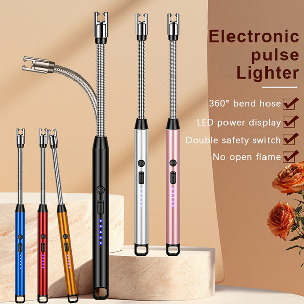 USB Touch Lighter Arc Pulse Ignition vindtät tändare för kit Rose Gold