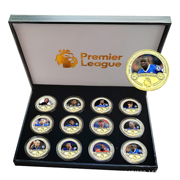 Premier League fodboldstjerner & klubber minde mønter, samleobjekter gaver, gaver til fodboldfans Mbappe, Messi, Harland with frame De Bruyne