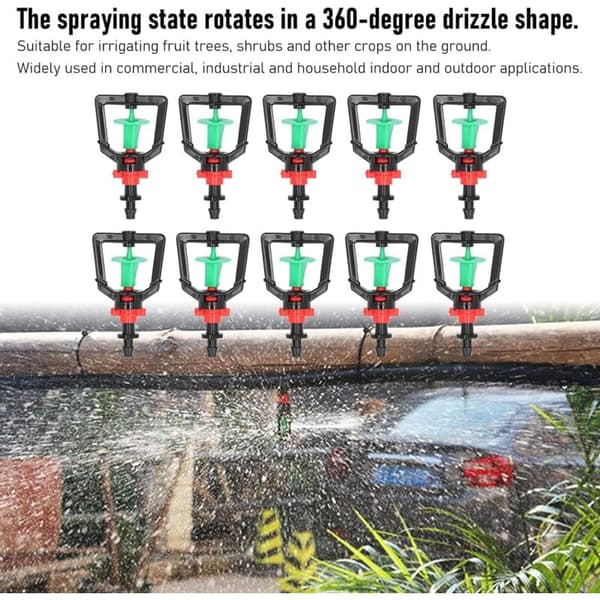 Sett 10x Mikro Roterende Sprinkler Drivhus Hagevanning