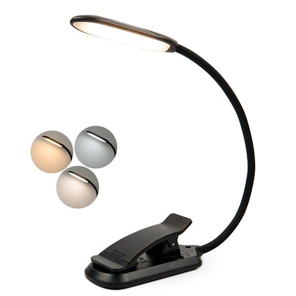 Boklampe med 3 lysfarger og dimmer / Oppladbar leselampe