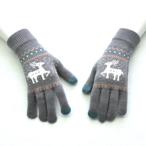 Män Kvinnor Jul Hjort Tryckt Varm Höst Vinter Full Finger grå OneSize grey OneSize