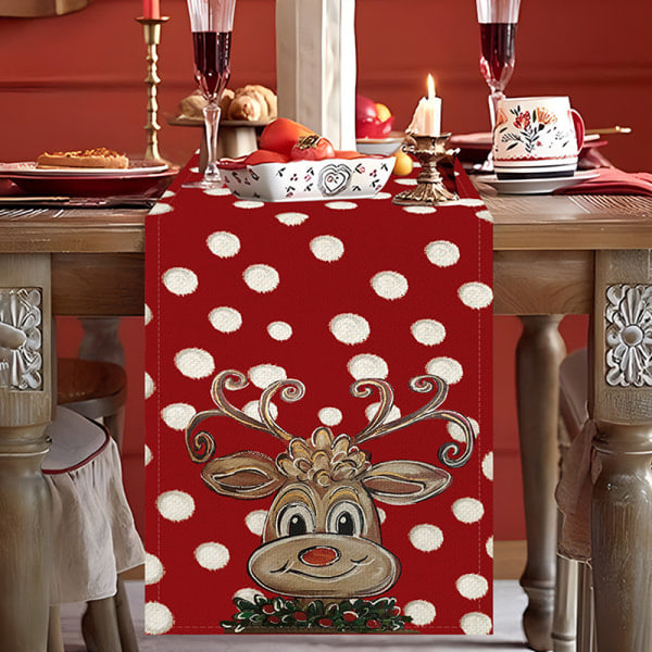 Jul Snefnug Linned Bordløber Dresser Skærfe Bord stil 6 One Size style 6 One Size