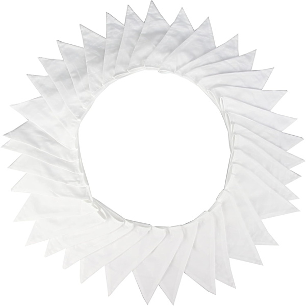 Hvide stofvimpler festdekorationer bomuld trekant flag