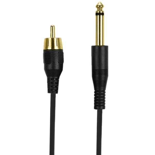RCA-kontakt med guldpläterad linje 6,35 mm hane till RCA-hane Tatueringsmaskiner Kabel Strömförlängningskabel OD3,5 Svart