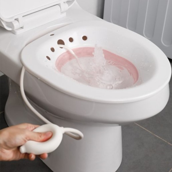 Foldbar Toilet Sitz Badekar Bidet Dusj Speciel Vask Hip Rengøring Blødgøring Kar til Gravide Kvinder Pink - A