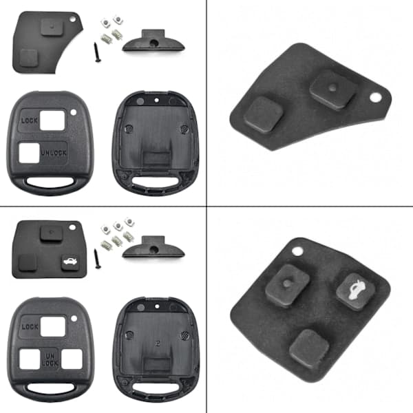 Key Shell / Alarm Box for Toyota - 2 or 3 Buttons Black Rubber Button Only (2) Rubber button only (2)