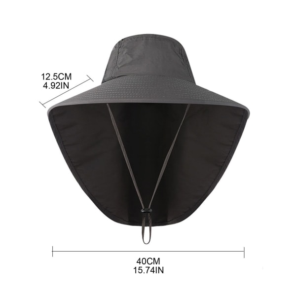 Herr Boonie-hatt för solskydd - Bred brätte för solhatt - Herr Boonie-hatt med halsrem - UV-skydd - Hatt - Bred - Bri - Khaki