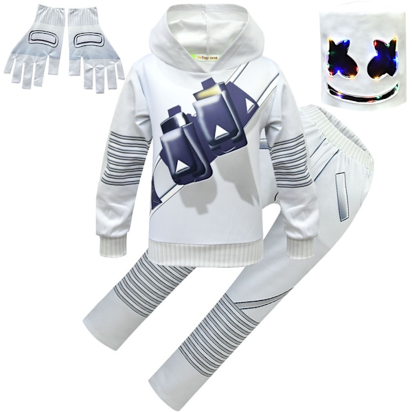 DJ elektronisk musik Marshmello sweatshirt sæt i samme stil Marshmello sæt suit+luminous hood+gloves 120cm