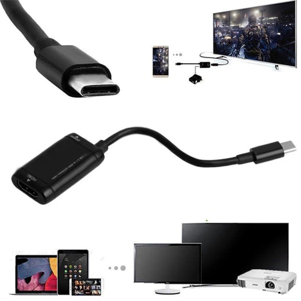 USB-C Typ C til HDMI-kompatibel adapter USB 3.1-kabel for MHL A