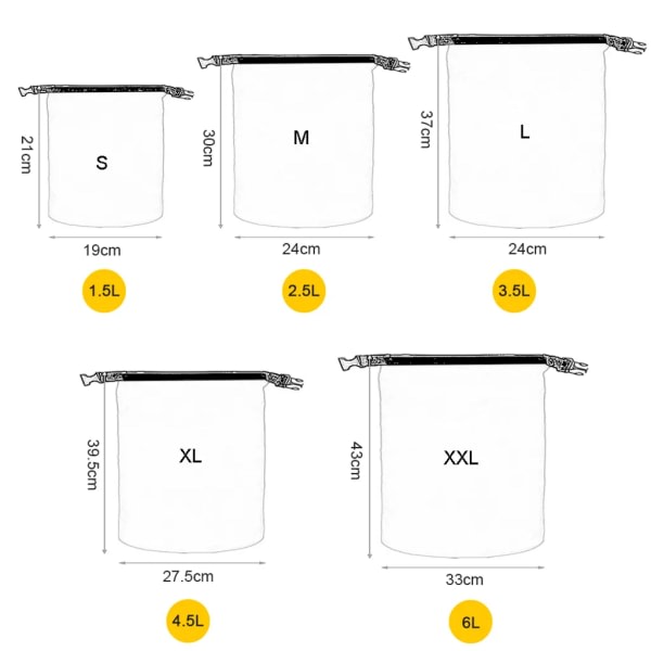 5st Vattentäta Väskor Set Förvaring Roll Top Bag Set för Skridskoåkning Camping Båtliv Segling Surfing Fiske