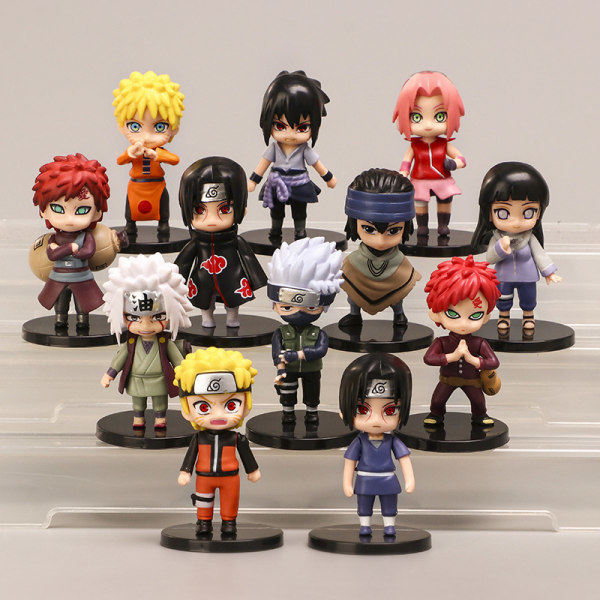 12st/ set Naruto Anime Shippuden Hinata Sasuke Itachi Kakashi G musta yksi koko black one size