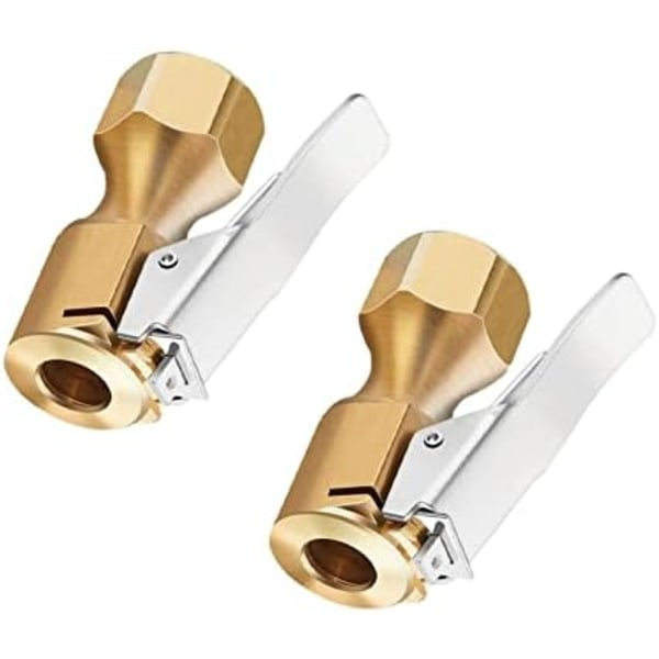 XYWZV Tungt Arbets Brass Luftchuck med Clip Adapter, Öppen Flödes Rak Däckchuck Luftmunstycke, 1/4 tum FNPT Däckchuck för Däckpump Pre B-2Pack