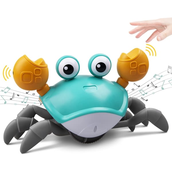 Den nya Grön krypande krabba baby med musik och LEDljus för barn, toddler Inter