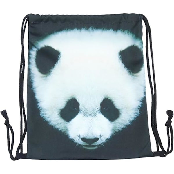 Drawstring Bags Waterproof Drawstring Adjustable Lightweight Gym School Drawstring Backpack for Sports (Panda)