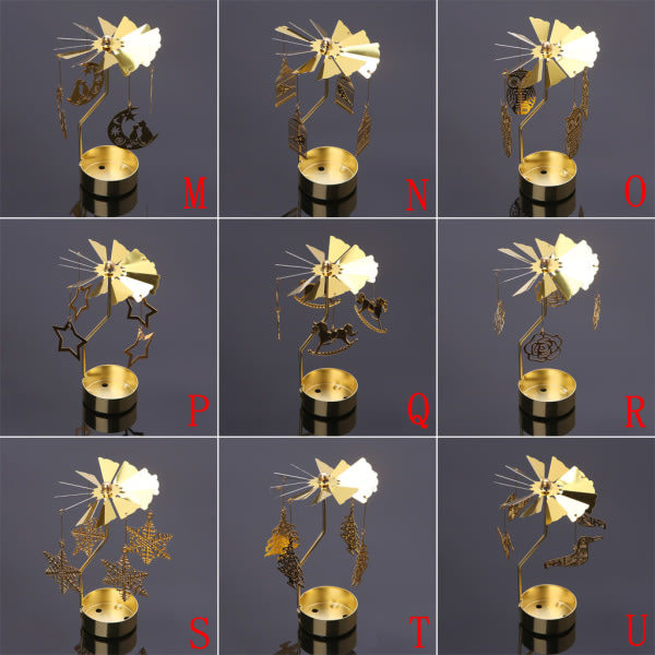 Pyörivä kynttilänjalka metallinen pyörivä teevalo Romanttinen kynttilänjalka koriste hääjuhliin Joulujuhla koristelu null - L