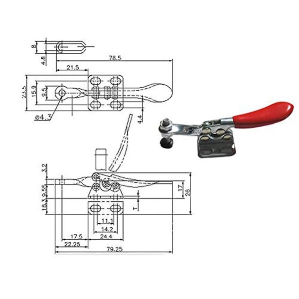 10 stk Rød Toggle Clamp -201a 27kg Hurtigutløserverktøy Horisontelle Klemmer Hånd Ny Tungt Verktøy