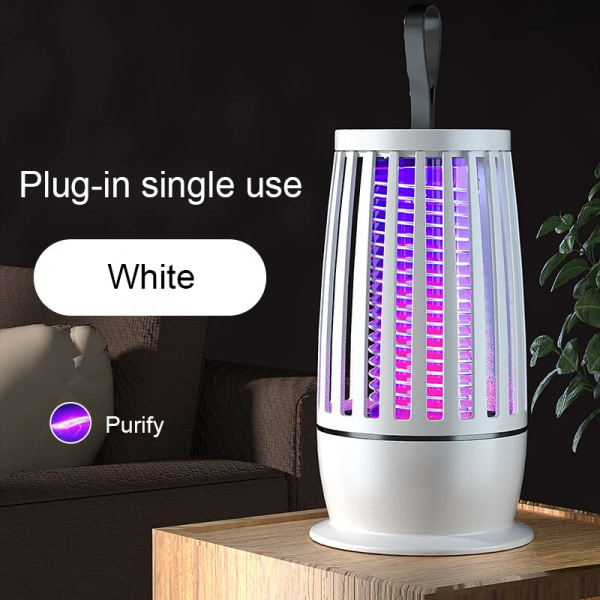 Myggdödande lampa Bärbar USB Uppladdningsbar Elektrisk Flugfälla Zapper Insektsdödare Repellent Utomhus Ljudlös Anti Mygglampa White Plug-in mode