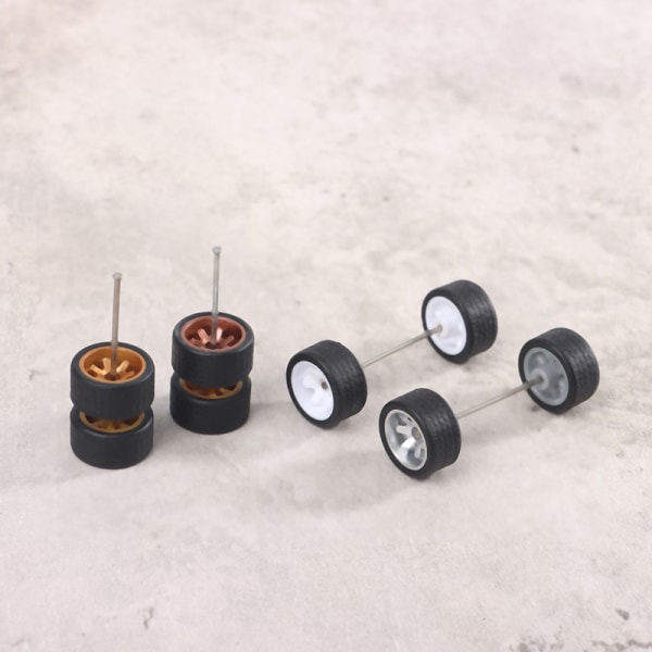 1Set 1:64 Bilhjul för Hotwheel gummidäck med hjulaxel Mo Black onesize Black onesize