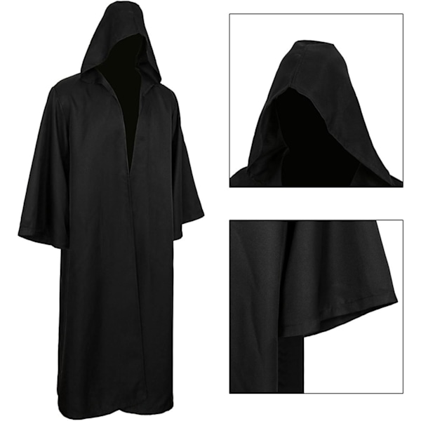 Halloween-kostym för vuxna, kappa, karneval, kostym, huvtröja, kappa, cosplay Black XXL