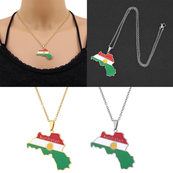 Rostfritt stål hänge nyckelbenskedja kurdisk etniskt justerbart Hiphop halsband Silver