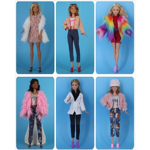 13 Barbie-nukkeasu, sopii 30 cm Barbie-nukeille, muodikkaat vaatteet, paidat, takit