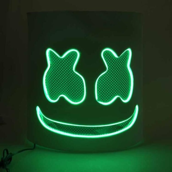 Marshmallow DJ-huvudskydd LED-upplyst EVA-huvudskyddsmask Fluorescent green