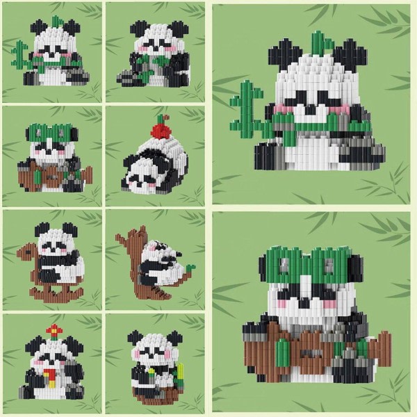 Byggstenar National Treasure Panda Huahua Fubao Assembly Bu E one-size
