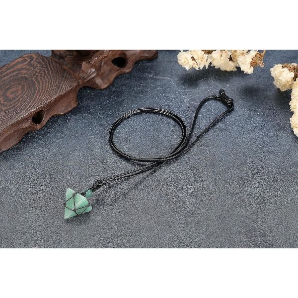 Läkande kristaller halsband former pojkar pyramid sten halsband justerbart rep naturliga ädelstenar hänge halsband andligt skydd energi män smycken gåvor