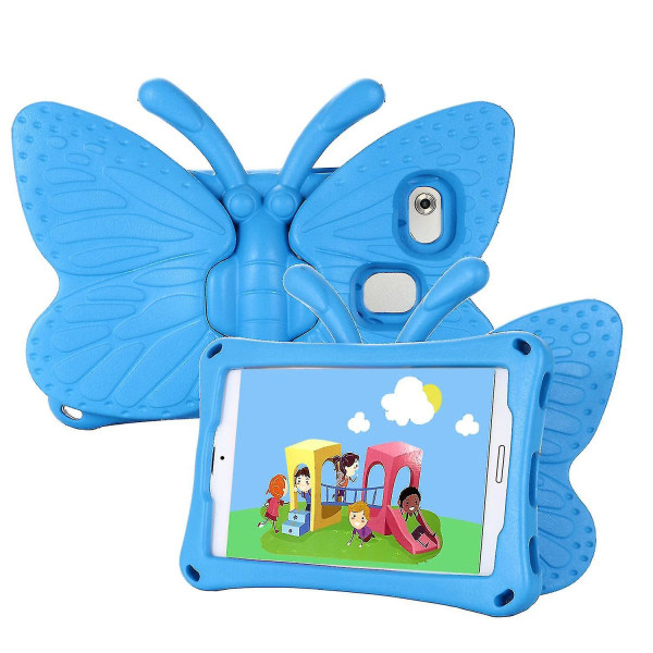 Butterfly Samsung Galaxy Tab A7 Lite 8.7 T220/t225 2021 Fodral, Barnvänligt, Eva Soft Foam Material, Tjocka fyra hörn, Kameraskydd, Stötsäker Blå Blue