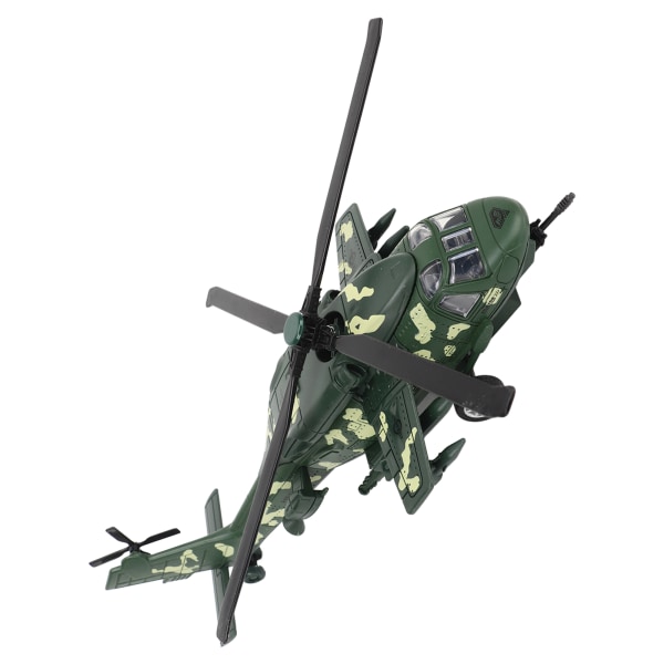Diecast metallhelikoptermodell lydlys tilbaketrekningslegering jagerflymodell 140mAh OD grønn
