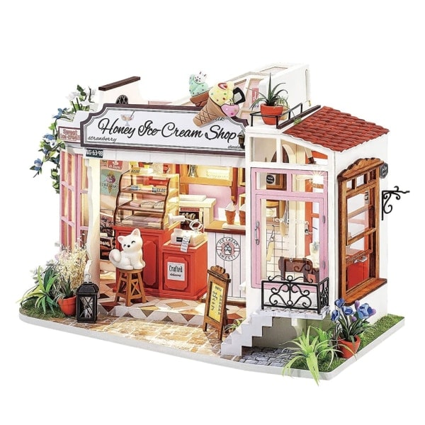 DIY-hus med möbler Barn Vuxna Dockhus Miniatyrdockor Träbyggsatser Montera Leksak Festival Födelsedagspresenter null - C