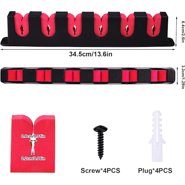 1 Pari Vapakahvanpidikettä Seinälle, Vaakasuora Vapakahvanpidike 6 Vapakahvalle Kalastusvapakahvanpidike Seinälle Autotalli Vene (Punainen)