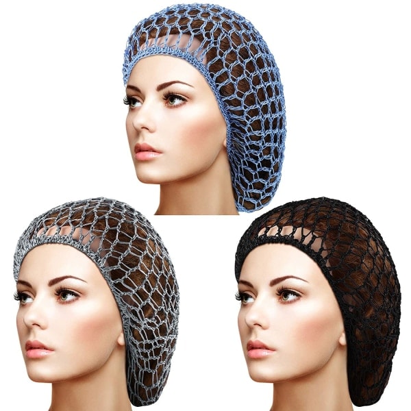 3-pack Mesh Hårnät Mjuk Rayon Stickad Snood Hatt Sovhatt