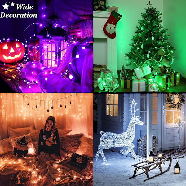 Indendørs julelys, 10m, 100 LED-lys, USB, med kobbertråd, 18 skiftende farver, 24 tilstande, RGB, vandtæt dekoration färgglad 100 LED