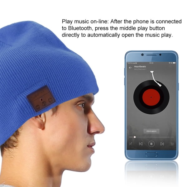 Bärbar trådlös BT Musik Stereo Headset Hörlurar Hörlurar Hatt (blå)