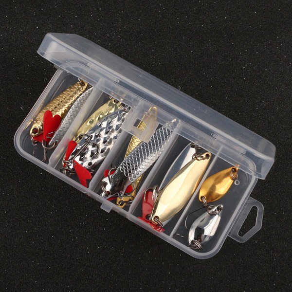 10:a Fiske Metal Sked Lure Kit Set Guld Silver Beten