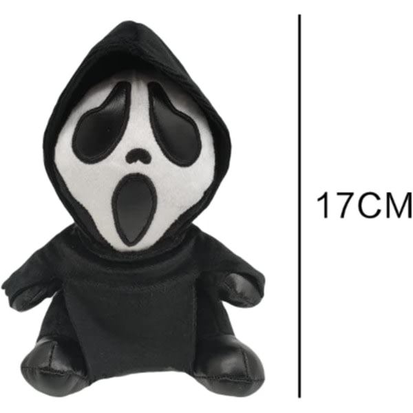 Skrikande Ghost Face Plyschleksak, Monster Terror Plyschkaraktärleksak, Death Here, Present till Terror Ghost Face Plyschleksak, Svart