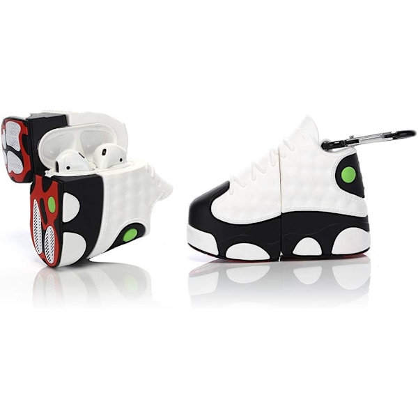 Mjukt Stötsäkert Skal för AirPods 1 & 2 - Svart Vita Sneakers Design