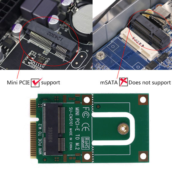 Mini PCI-E till M.2 Utbyggnadskort Konverterare NGFFF för Nyckel E Gränssnittsadapter