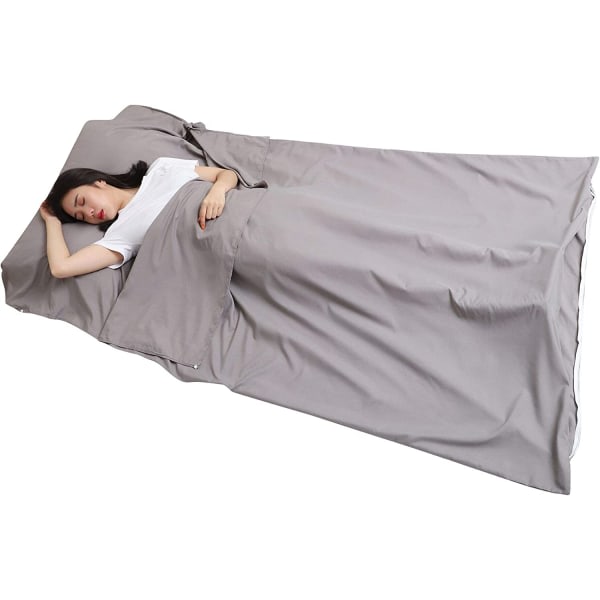 Sovsäck fodrad med campingreselakan, rymdgrå*115x210