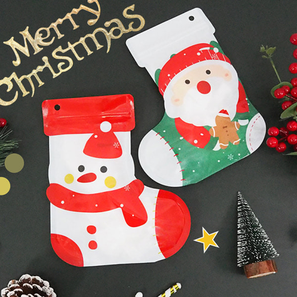 10st Julgåvor Förpackningspåse Xmas Socks Snack Present De A4