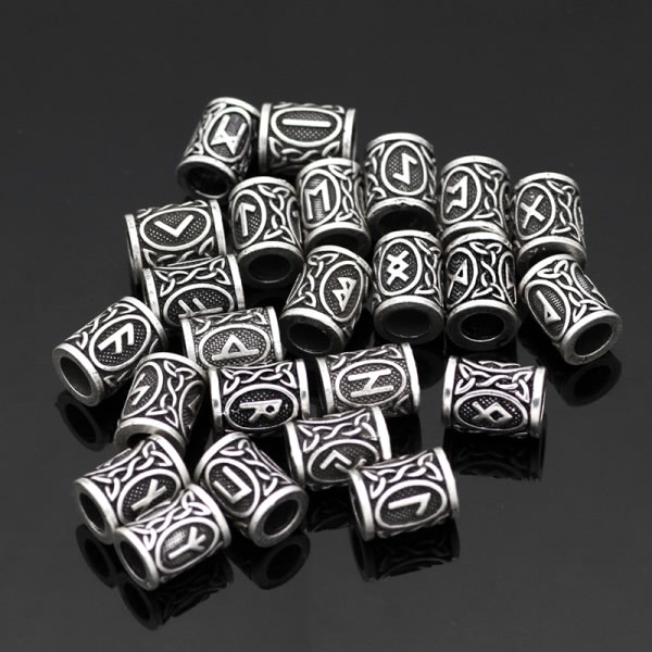 24 stk. Viking Runer Sæt Løse Perler Spacer Perler Til Hår Fletning