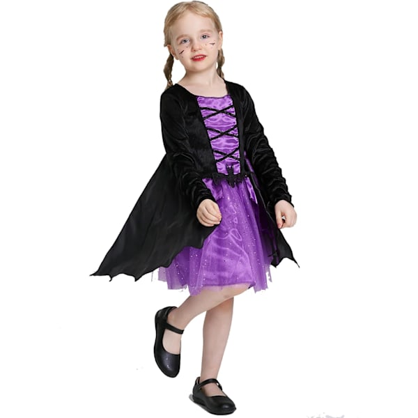 Jentekostyme Halloween Hexe Deluxe Vinger Rollespill for barn, karneval 3-10 år 7-8 ans