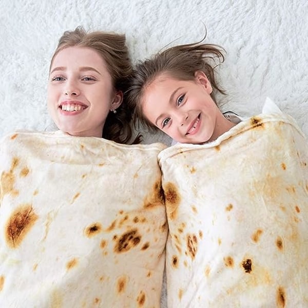 Tortilla Burrito filt (slumpmässigt mönster) Runt snygg filt Giant Human Burrito Food Creation Släng mjuk jättehandduk för vuxna och barn 4,9 fot in