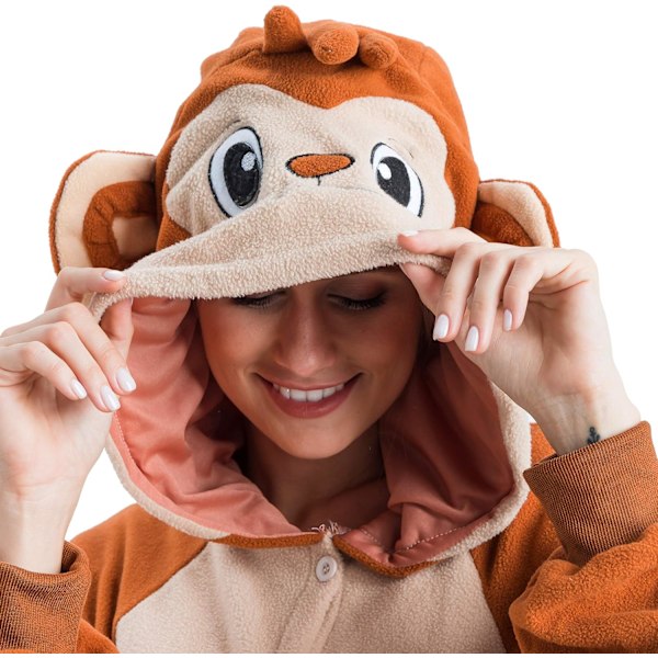 Unisex vuxen pyjamas plysch onesie en del apa djurdräkt Monkey M